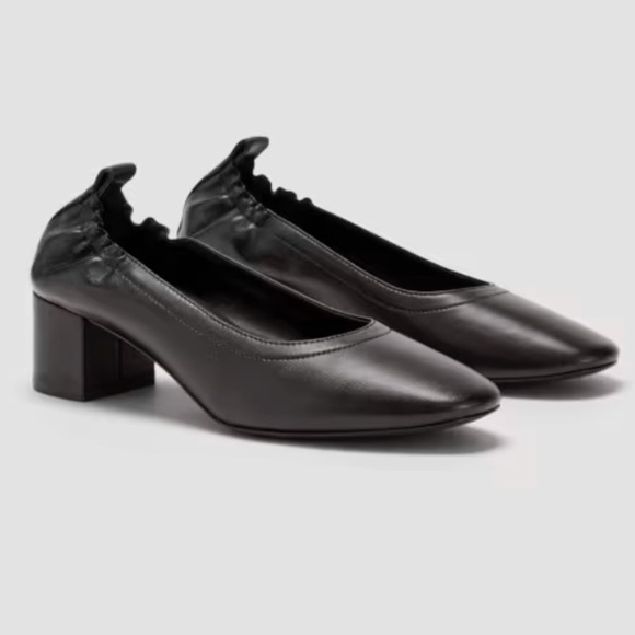Everlane The Day Heel round toe scrunch back 2inch block heel leather black 7.5 - Picture 16 of 16